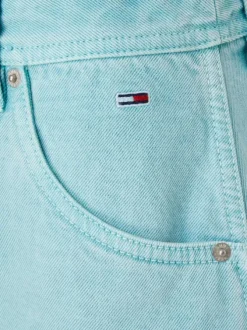 Jupe trapèze boutonnée, 5 poches, en coton biologique vert d'eau uni