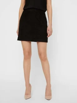 Jupe unie pour femme noire avec une coupe droite et un zip de fermeture