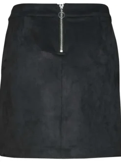 Jupe unie pour femme noire avec une coupe droite et un zip de fermeture