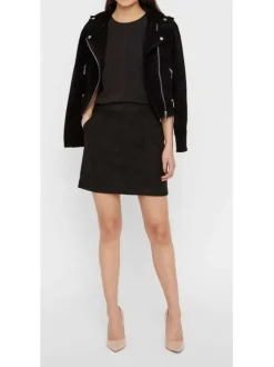Jupe unie pour femme noire avec une coupe droite et un zip de fermeture