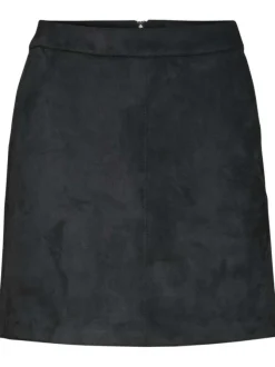 Jupe unie pour femme noire avec une coupe droite et un zip de fermeture