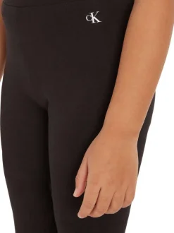 Legging skinny en coton noir uni avec nom de la marque inscrit en blanc