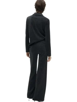 Legging anthracite en lurex avec une coupe droite et ample et taille élastiquée