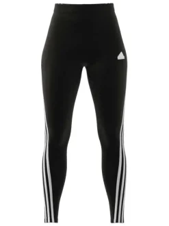 Legging en coton stretch noir uni à bandes blanches en biais, coupe skinny