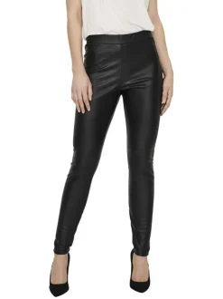 Legging noir uni avec une coupe skinny et une taille élastiquée