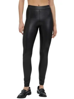 Legging noir uni avec une coupe skinny et une taille élastiquée