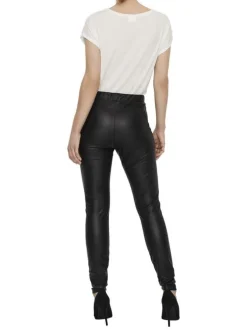 Legging noir uni avec une coupe skinny et une taille élastiquée