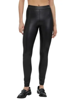 Legging noir uni avec une coupe skinny et une taille élastiquée