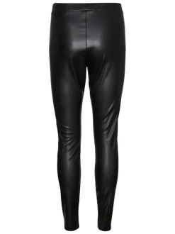 Legging noir uni avec une coupe skinny et une taille élastiquée