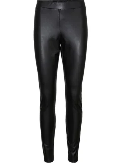 Legging noir uni avec une coupe skinny et une taille élastiquée