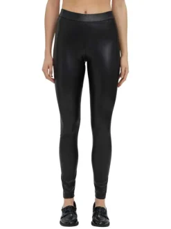 Legging noir uni avec une coupe skinny et une taille élastiquée