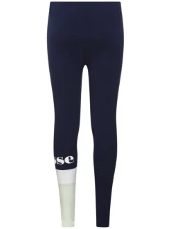 Legging taille basse en coton marine uni avec une coupe skinny et logo floqué