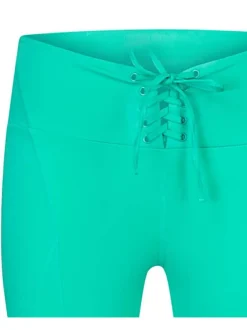 Legging turquoise uni coupe skinny à lacet avec poche