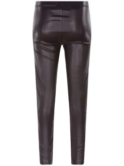 Legging violet en simili cuir avec une coupe bootcut et taille élastiquée