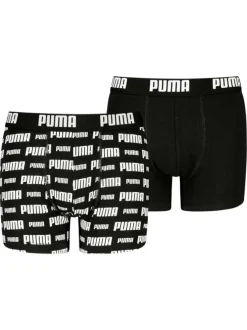 Lot de 2 boxers classiques en coton noirs imprimés nom de la marque