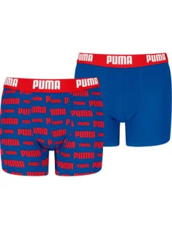 Lot de 2 boxers classiques en coton bleus imprimés nom de la marque