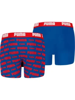Lot de 2 boxers classiques en coton bleus imprimés nom de la marque
