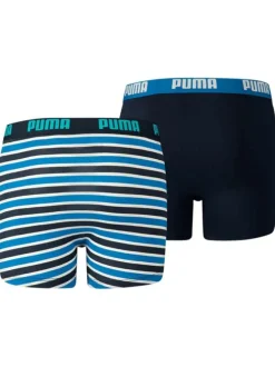 Lot de 2 Boxers classiques en coton bleus avec rayures et tailles elastiquées