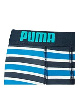 Lot de 2 Boxers classiques en coton bleus avec rayures et tailles elastiquées
