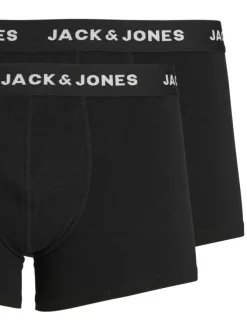 Lot de 2 boxers classiques en coton noir uni avec logo blanc