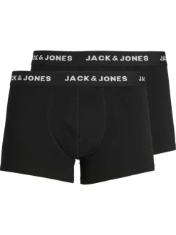Lot de 2 boxers classiques en coton noir uni avec logo blanc