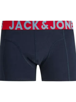 Lot de 3 boxers unis gris, noir et marine avec bande élastiquée colorée et branding