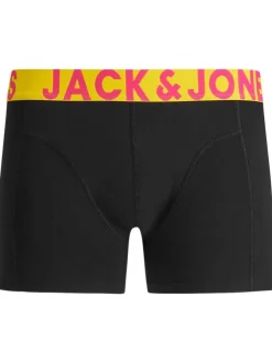 Lot de 3 boxers unis gris, noir et marine avec bande élastiquée colorée et branding