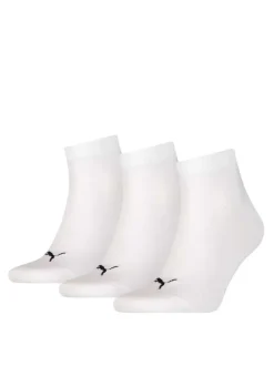 Lot de 3 chaussettes blanches unies avec logo de la marque brodé en noir