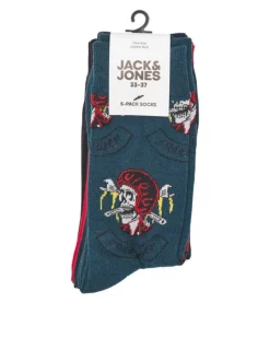 Lot de 5 chaussettes en coton mélangé avec deux printées et 3 unies