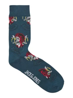 Lot de 5 chaussettes en coton mélangé avec deux printées et 3 unies