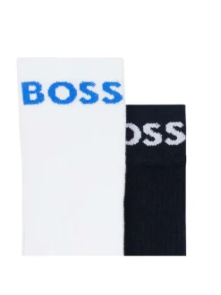 Lot de 2 chaussettes hautes en coton noires et blanches unies