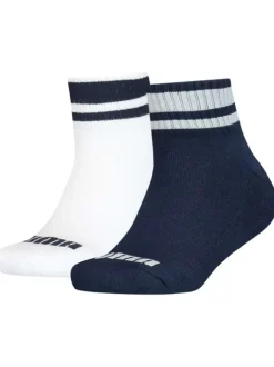 Lot de 2 chaussettes mi-hautes blanche et bleu marine fantaisies en coton mélangé