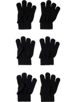 Lot de 3 gants noirs unis