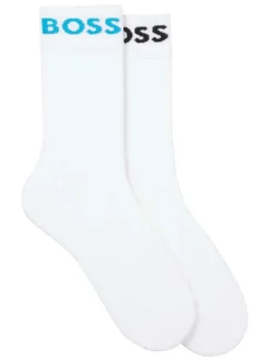 Lot de 2 paires de chaussettes hautes en coton mélangé blanches unies