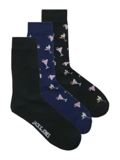 Lot de 3 paires de chaussettes hautes en coton mélangé multicolores imprimées