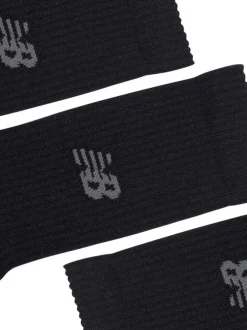 Lot de 3 paires de chaussettes hautes noires unies avec logo imprimé