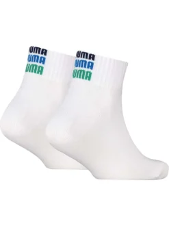 Lot de 2 paires de chaussettes basses blanches unies avec le logo imprimé