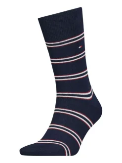 Lot de 2 paires de chaussettes hautes marine unies avec une coupe haute et des rayures