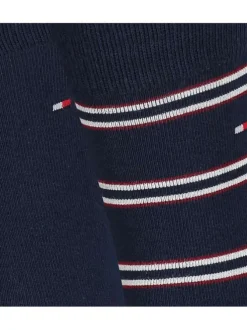 Lot de 2 paires de chaussettes hautes marine unies avec une coupe haute et des rayures