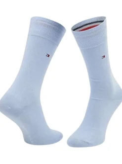 Lot de 2 paires de chaussettes en coton mélangé bleues unies coupe hautes