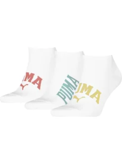 Lot de 3 paires de chaussettes basses blanches unies avec le nom de la marque