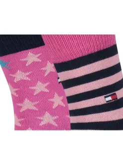 Lot de 2 paires de chaussettes hautes roses en coton