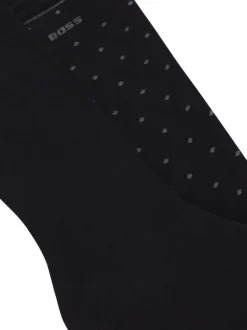 Lot de 2 paires de chaussettes hautes noires à pois avec marque