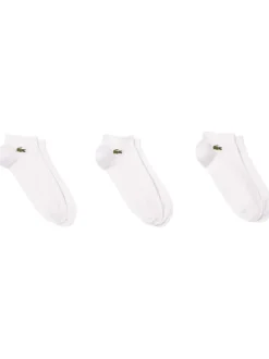 Lot de 3 paires de chaussettes basses unies en coton blanc et à logo brodé