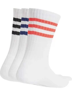 Lot de 3 paires de chaussettes hautes blanches à rayures colorées
