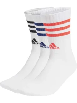 Lot de 3 paires de chaussettes hautes blanches à rayures colorées