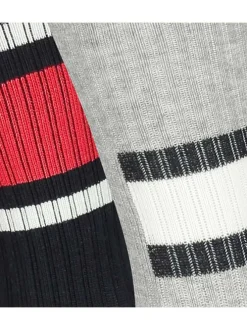 Lot de 2 paires de chaussettes hautes gris et noir unies avec une coupe haute et un imprimé chiné