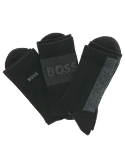 Lot de 3 paires de chaussettes hautes en coton mélangé noires unies