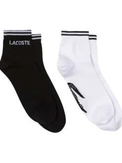 Lot de 2 paires de chaussettes basses noire et blanche unies avec nom imprimé