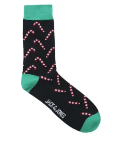 Lot de 3 paires de chaussettes hautes en coton mélangé noires imprimées